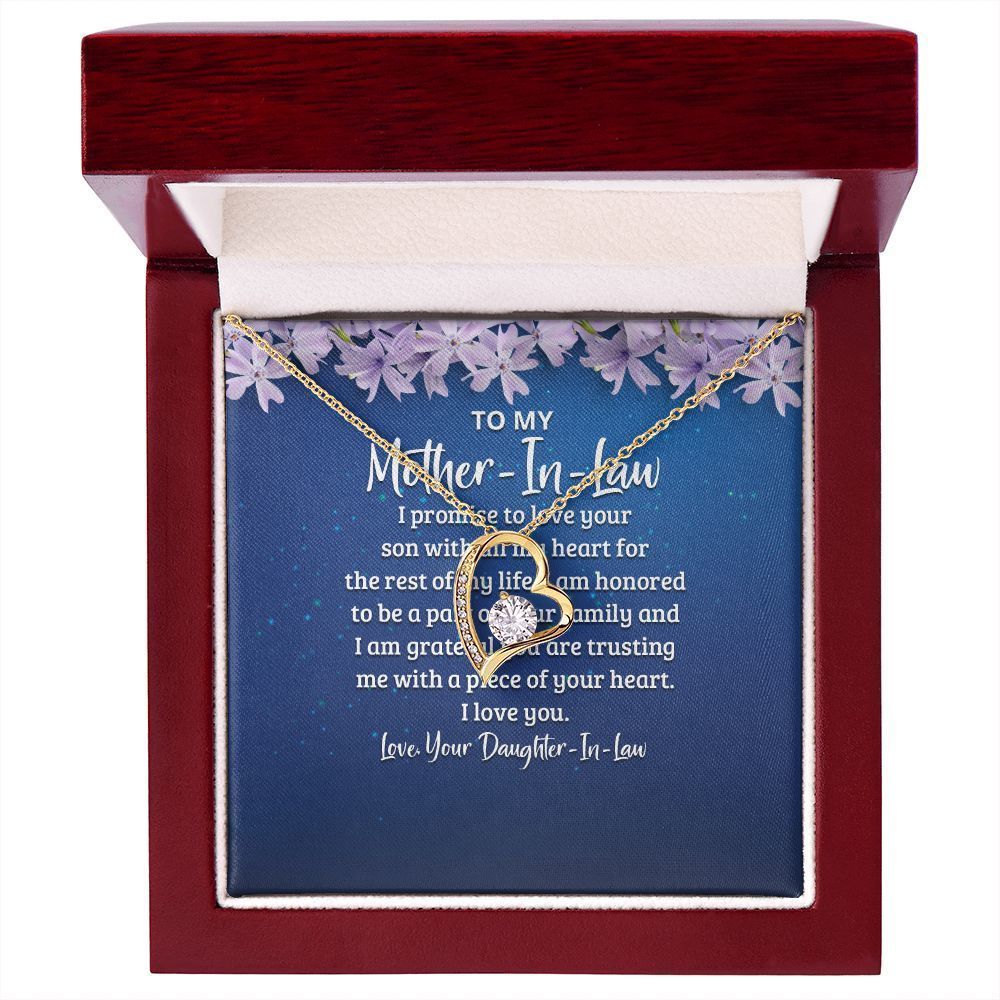 To My Mother-in-Law I Promise to Love Your Son Forever Necklace w Message Card